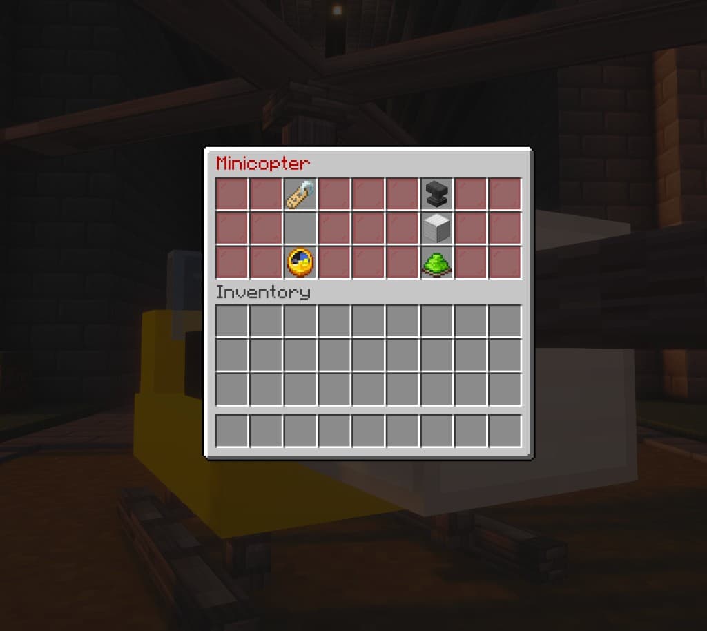 Minicopter fuel GUI — drop a Blood block below the nametag to refuel