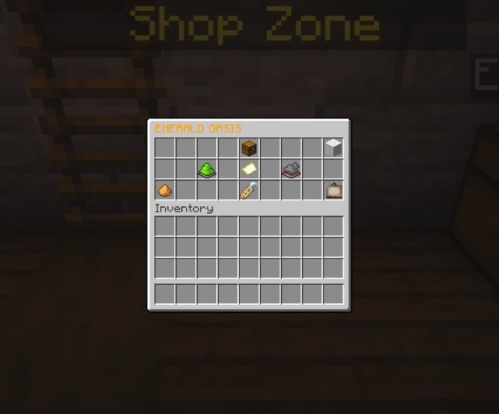 Shop zone GUI — Emerald Oasis zone controls for rename, resize, border preview, and logo